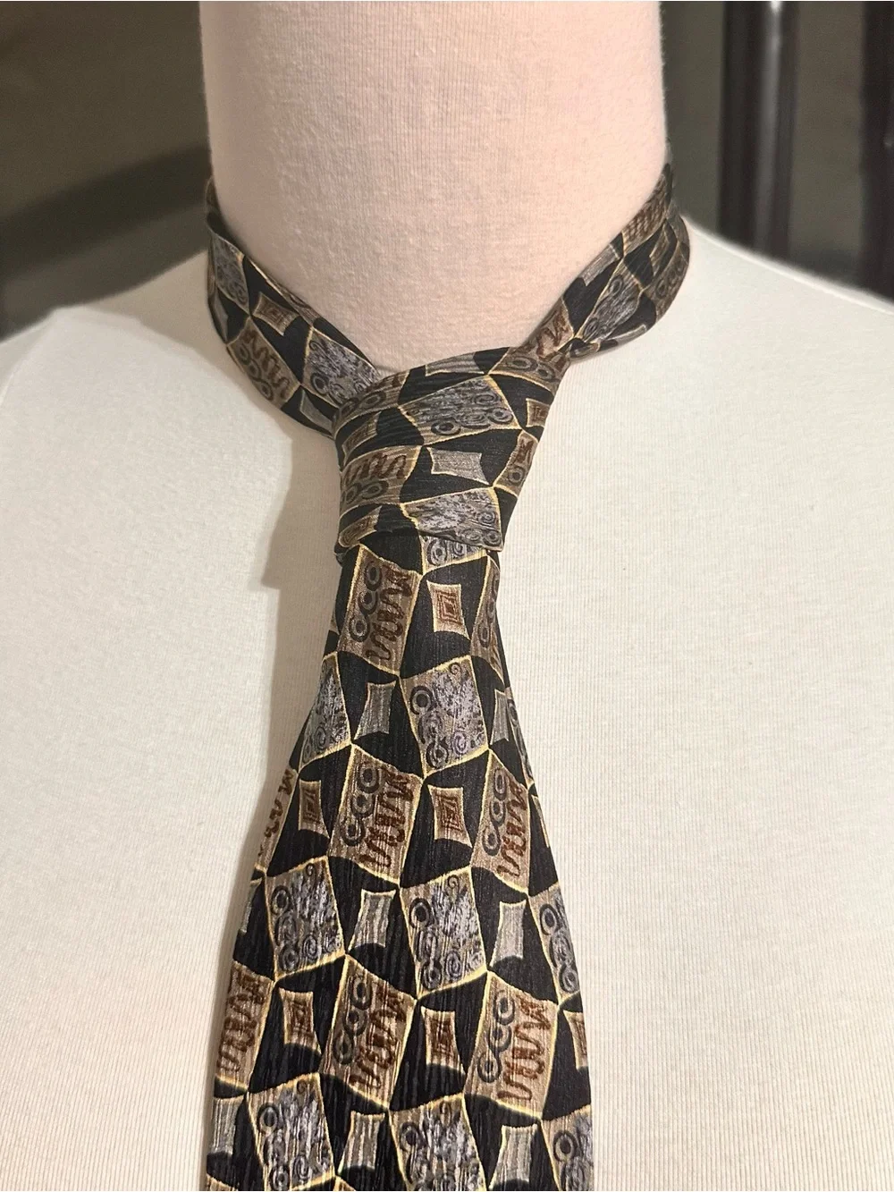 Classic Geometric Black & Gold Men's Tie